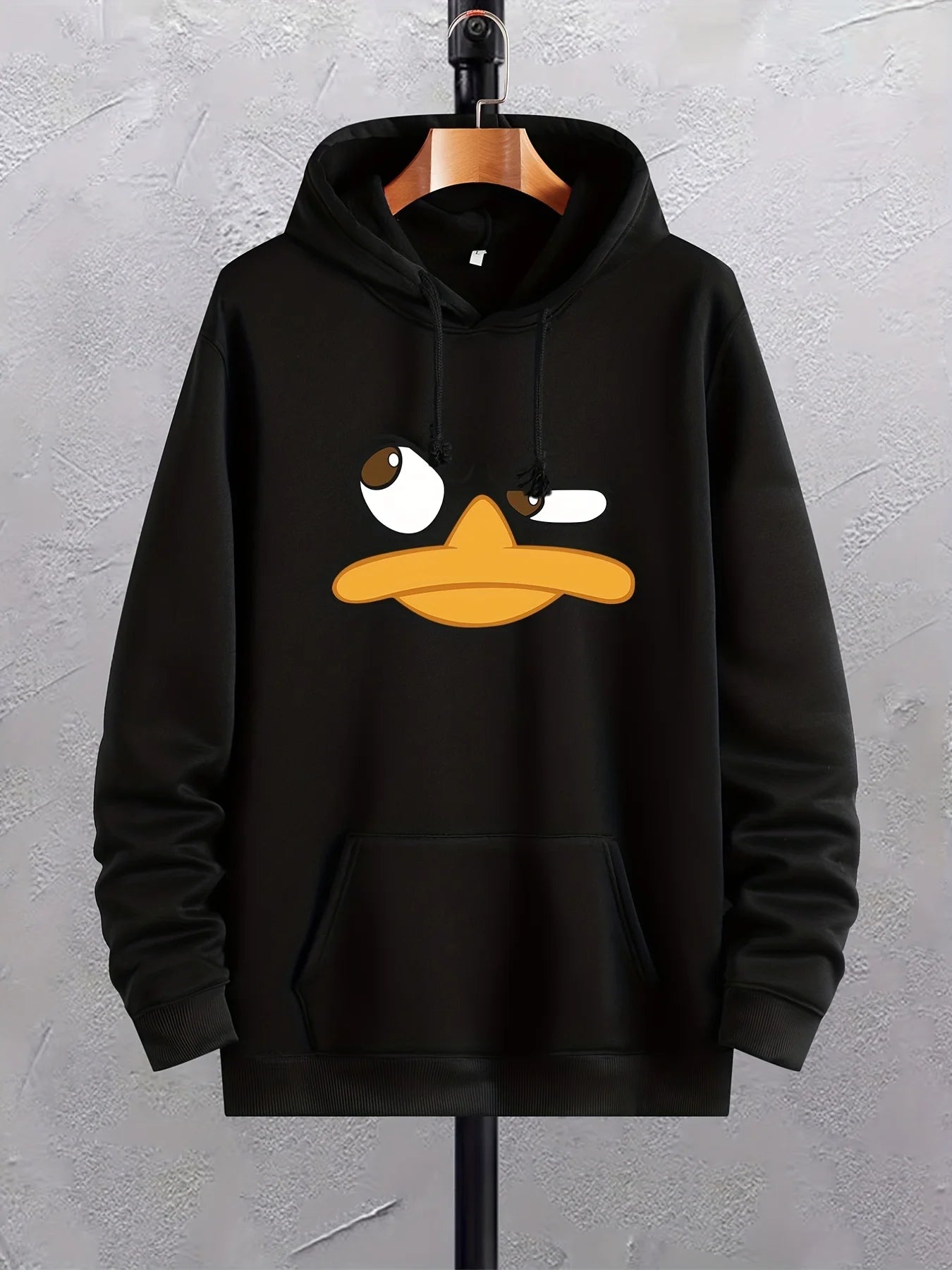 Cartoon Duck Print Hoodie, men's graphic hoodie with kangaroo pocket, comfy loose trendy drawstring hooded pullover. Cartoon Duck Print Hoodie, men's graphic hoodie, kangaroo pocket, loose pullover, trendy hooded sweatshirt, casual wear, spring fashion, autumn fashion, winter fashion, ftf fashion, mode ftf