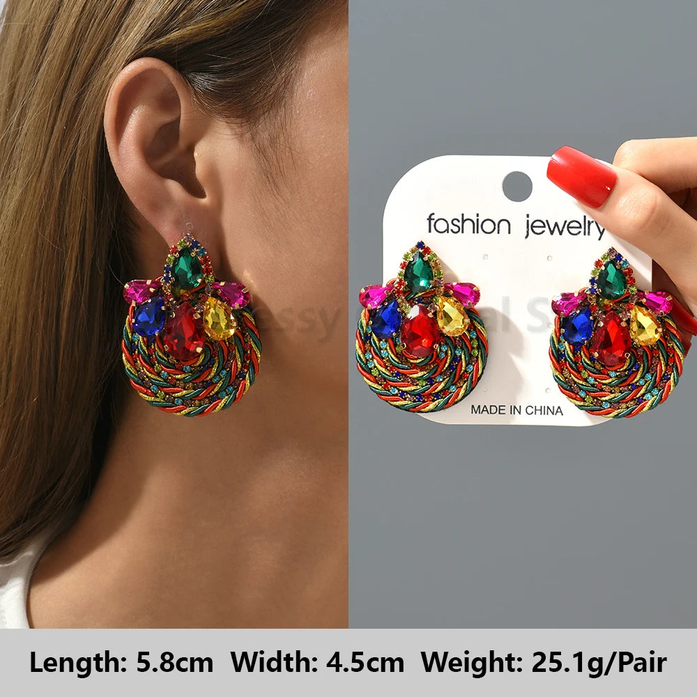 Colorful Series Shiny Rhinestone Big Stud Earrings, luxury round fashion jewelry, 2025 trend, women, party accessories, gift. 
Shiny rhinestone studs, colorful earrings, luxury jewelry, 2025 trend, women's accessories, party earrings, fashion jewelry, gift, ftf fashion, mode ftf, FTF Market UK