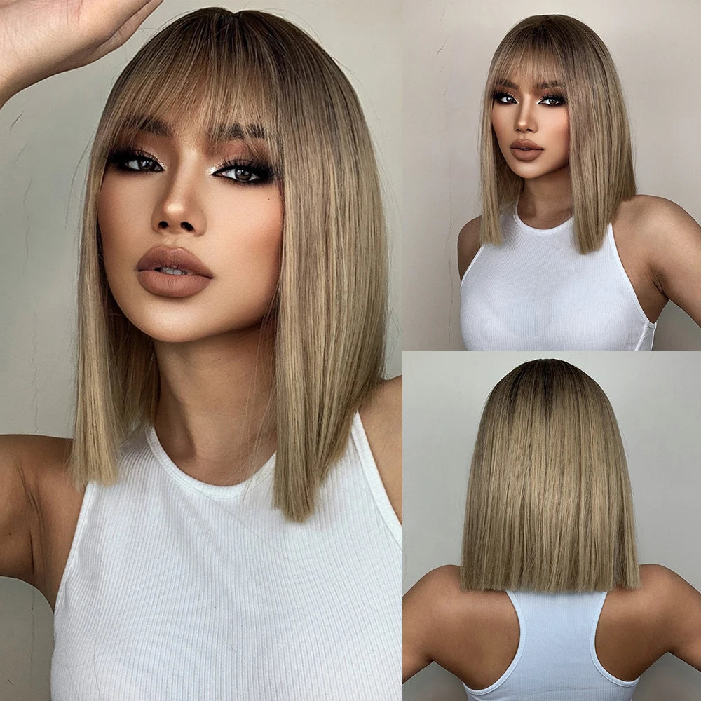 Stylish Short Blonde and Gray Bob Wig for Women