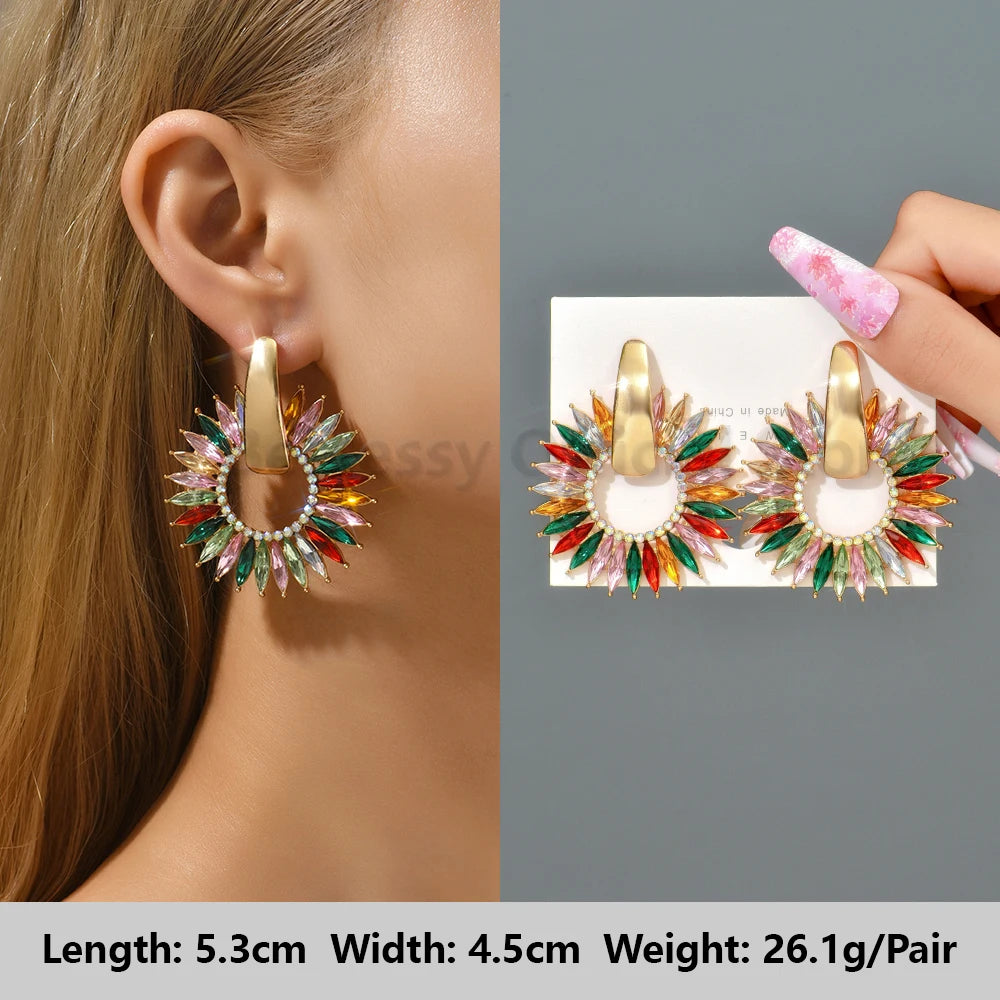 Colorful Series Shiny Rhinestone Big Stud Earrings, luxury round fashion jewelry, 2025 trend, women, party accessories, gift. 
Shiny rhinestone studs, colorful earrings, luxury jewelry, 2025 trend, women's accessories, party earrings, fashion jewelry, gift, ftf fashion, mode ftf, FTF Market UK