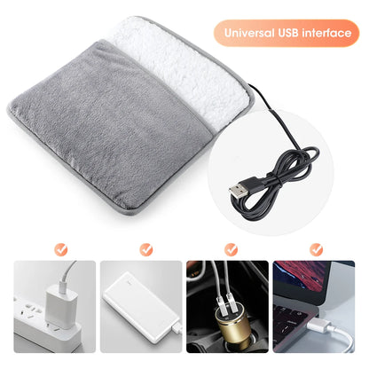 Electric foot heating pad, USB charging, soft plush, washable, comfort and warmth, improves sleep, ftf fashion.