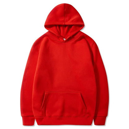 Red solid color unisex hoodie casual wear