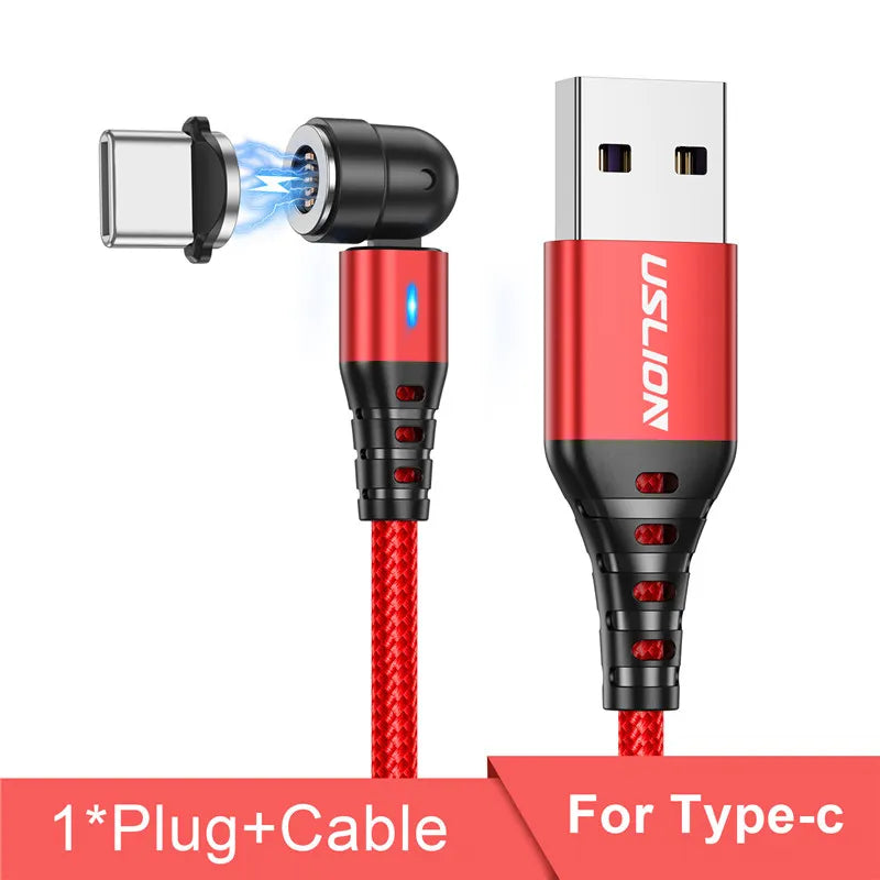 Red Interchangeable Micro-USB, Type-C, and Lightning magnetic tips 3-in-1