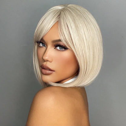 Stylish Short Blonde and Gray Bob Wig for Women