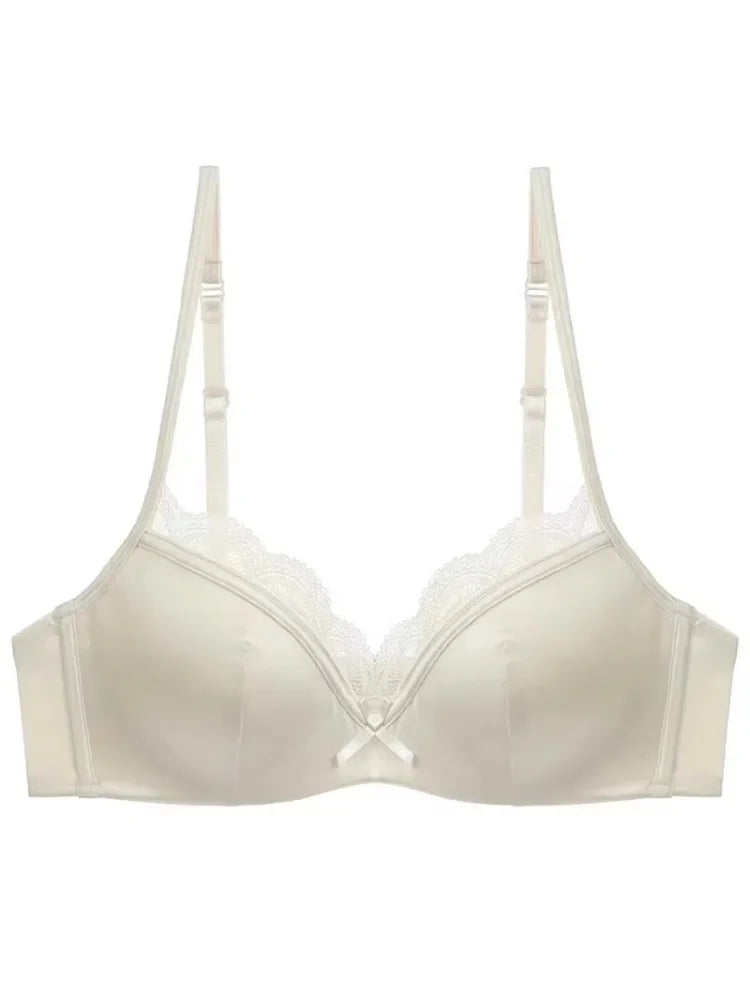 Champagne push-up bra only — wire-free lace scalloped cup women's lingerie UK