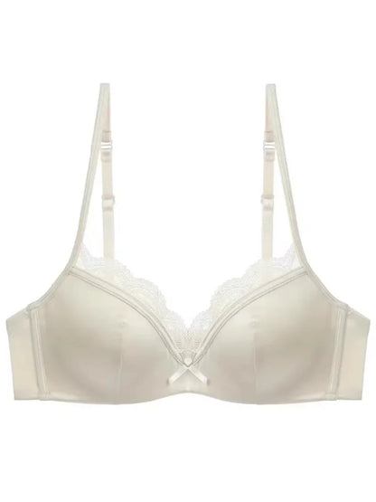 Champagne push-up bra only — wire-free lace scalloped cup women's lingerie UK