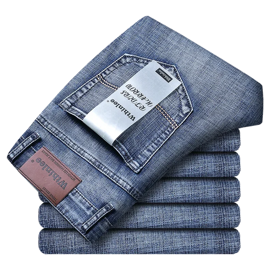 Business Men's Jeans – Straight stretch fit, classic blue and black. Perfect for work and casual wear. Comfortable and durable. Available on FTFmarket.net, fast delivery in the UK. Stay stylish with FTF Fashion.