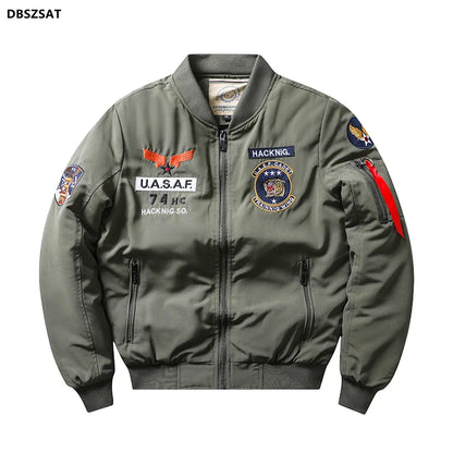 Bomber jacket Ma1, Air Force pilot style, thick fleece velvet, winter coat, green, blue, khaki.