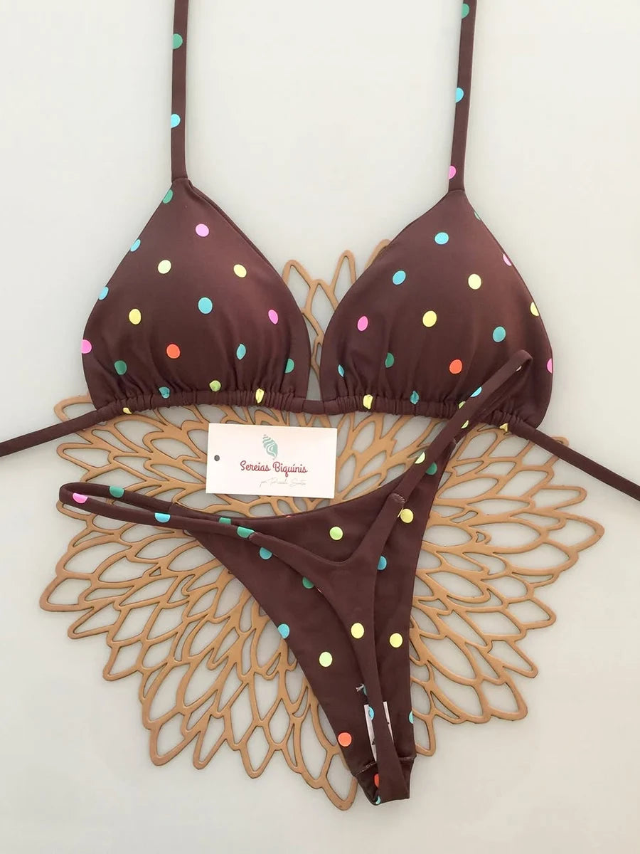 Hot pink micro bikini set halter triangle top — Brazilian thong swimwear women FTF Market