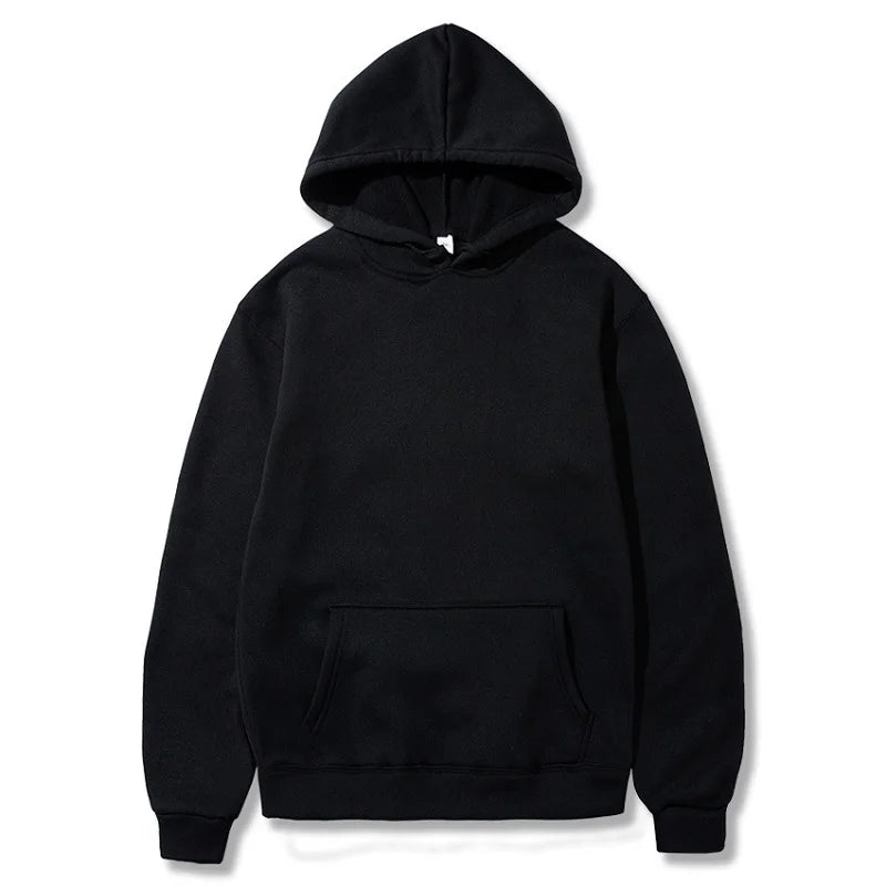 Black polyester activewear hoodie with hood