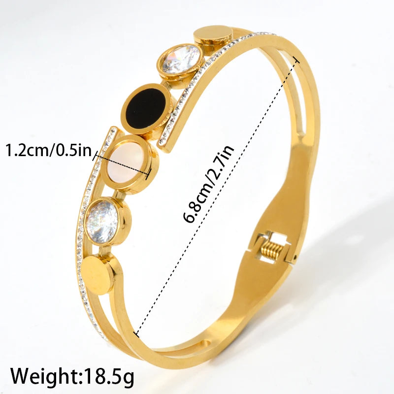 Diana Baby Black Roman Numerals Zircon Gold Plated Stainless Steel Bracelet - Elegant Wear Jewelry for Women at Ftfmket.com in the UK