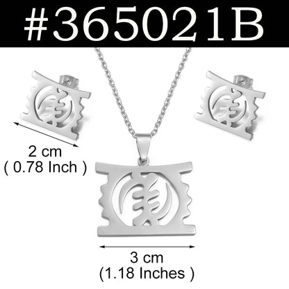 Silver pendant necklace with measurements on a white background