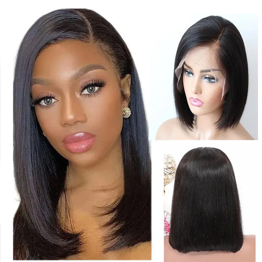 Pre-Plucked Brazilian Bob Lace Frontal Wig for Black Women