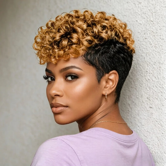 Short Curly Pixie Wig – 100% Human Hair