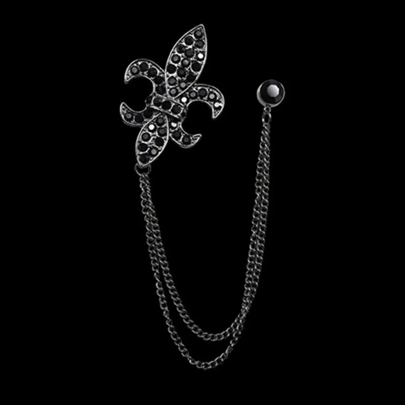 Elegant rhinestone lapel pins for men and women. Tassel, crown, floral pins for suits, collars, weddings, parties. Zinc alloy metal, classic style.