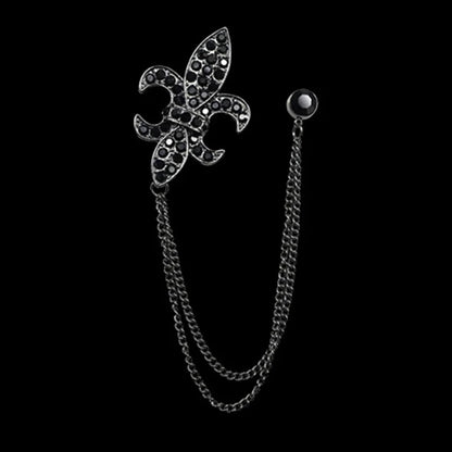 Elegant rhinestone lapel pins for men and women. Tassel, crown, floral pins for suits, collars, weddings, parties. Zinc alloy metal, classic style.