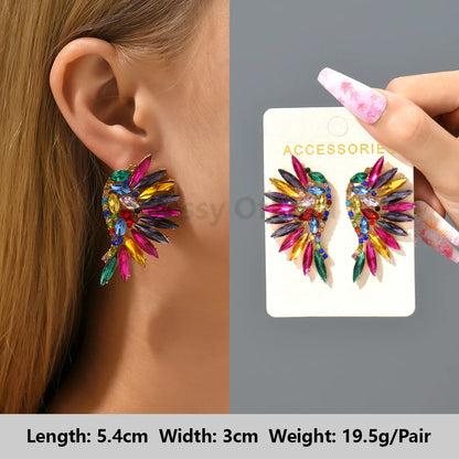 Colorful Series Shiny Rhinestone Big Stud Earrings, luxury round fashion jewelry, 2025 trend, women, party accessories, gift. 
Shiny rhinestone studs, colorful earrings, luxury jewelry, 2025 trend, women's accessories, party earrings, fashion jewelry, gift, ftf fashion, mode ftf, FTF Market UK