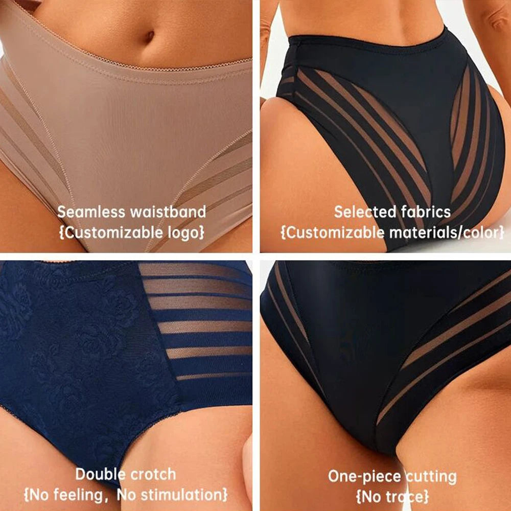 Four different styles of women's underwear with text describing features.