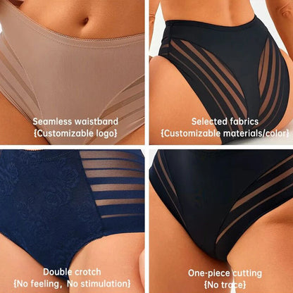 Four different styles of women's underwear with text describing features.