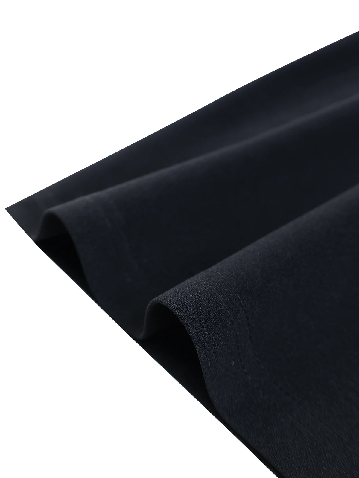 Black fabric with a slight texture on a white background