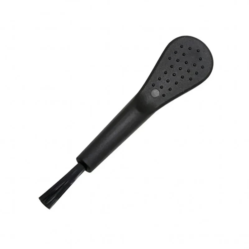 Black shower head on a white background. 4in1 microfiber screen cleaner spray with cloth for phones, tablets, computers, glasses. Portable, streak-free, safe for all screens, UK FTF Market.