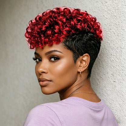Short Curly Pixie Wig – 100% Human Hair