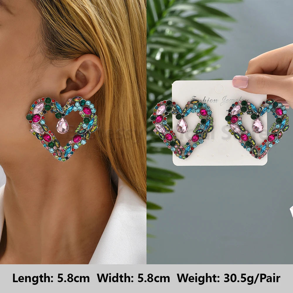 Colorful Series Shiny Rhinestone Big Stud Earrings, luxury round fashion jewelry, 2025 trend, women, party accessories, gift. 
Shiny rhinestone studs, colorful earrings, luxury jewelry, 2025 trend, women's accessories, party earrings, fashion jewelry, gift, ftf fashion, mode ftf, FTF Market UK