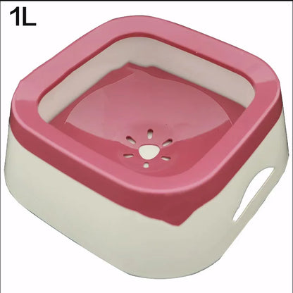 Pink and beige pet water bowl on a white background