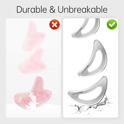 Gua Sha Stainless Steel Tool vs Rose Quartz – Durable & Unbreakable IASTM Scraping Tool

