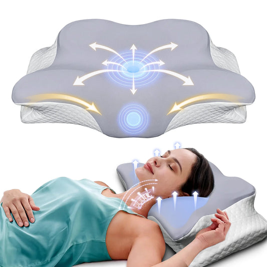 Butterfly-shaped memory foam cervical pillow for neck pain relief