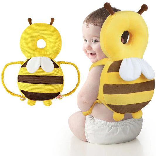 Adjustable infant head protector cushion for safety.