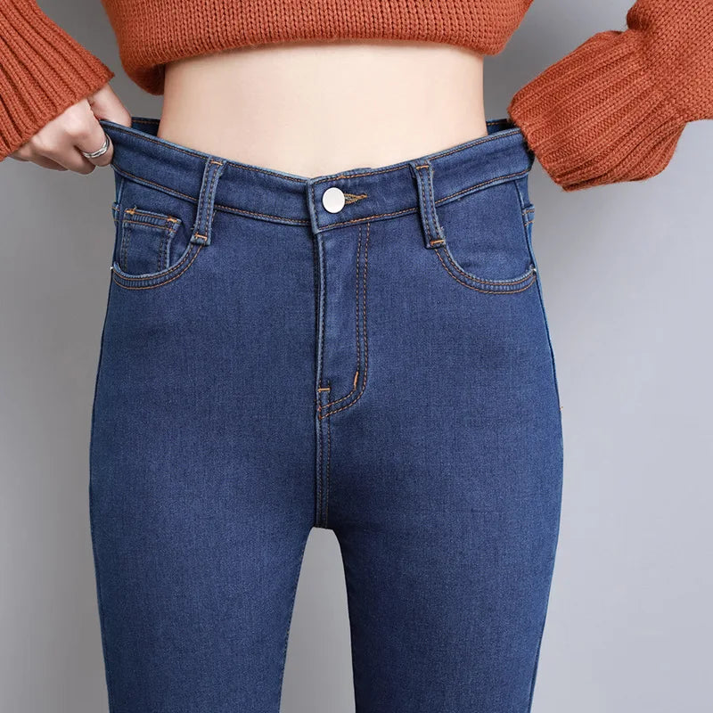 Women's Fleece-Lined Skinny Jeans - Ideal for Winter Activities