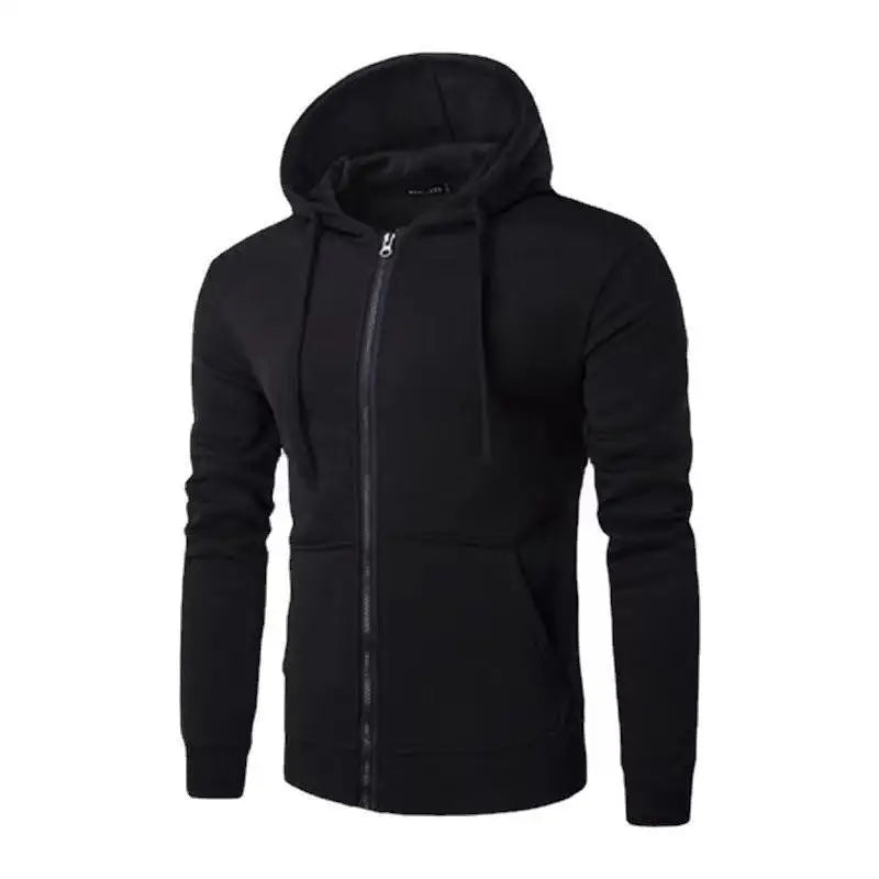 Black hoodie with a zipper on a white background