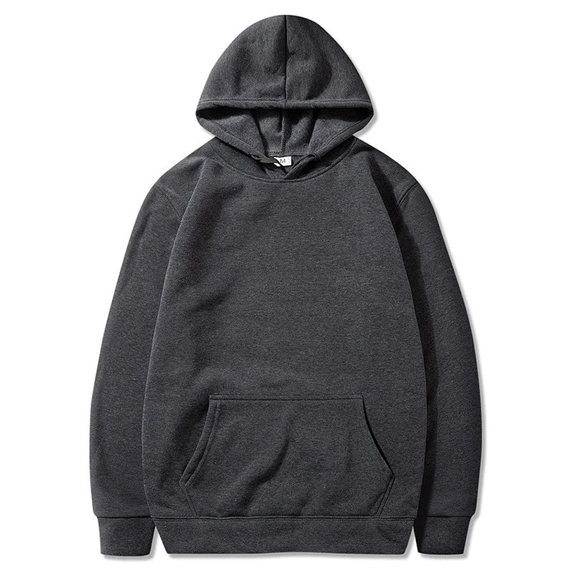 Gray solid color pocket hoodie