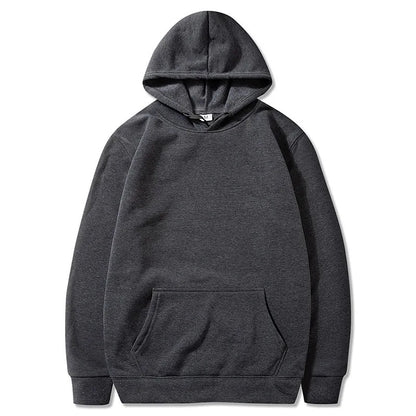 Gray solid color pocket hoodie