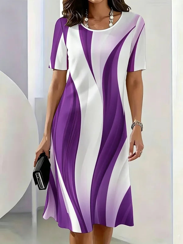  Women loose fit gradient stripe dress summer – colour 7