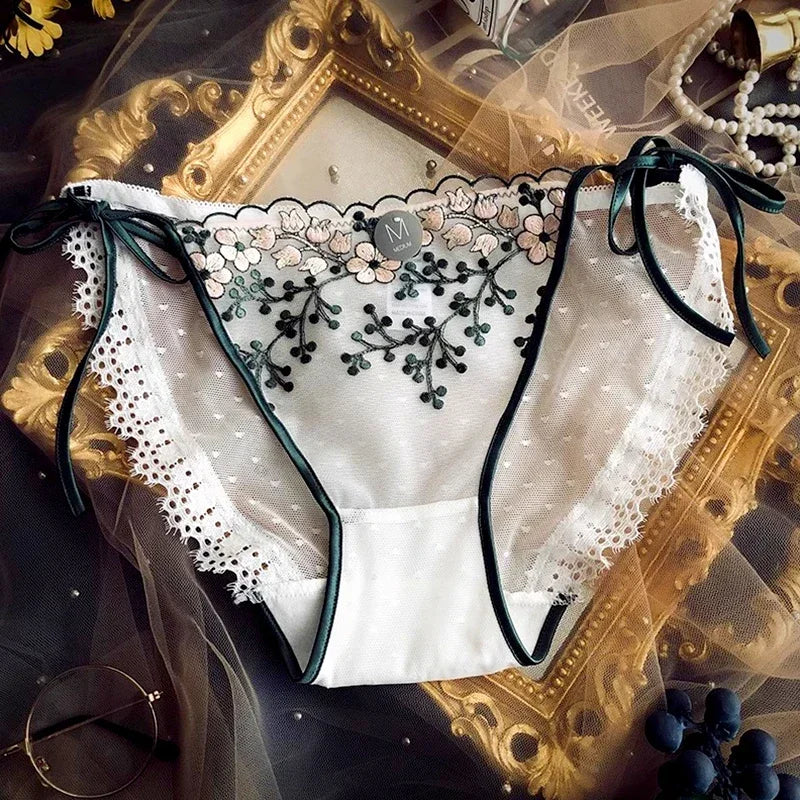 White lace briefs floral pattern women uk-ftf