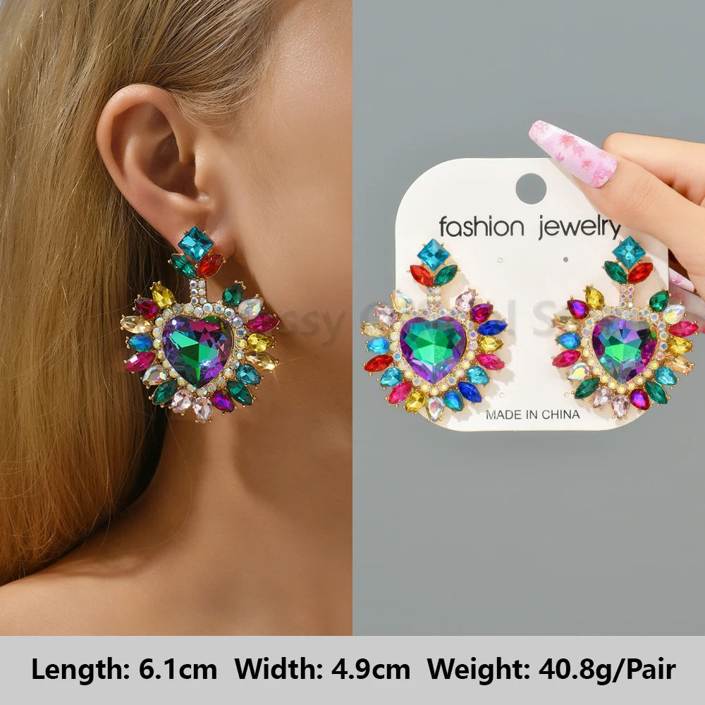 Colorful Series Shiny Rhinestone Big Stud Earrings, luxury round fashion jewelry, 2025 trend, women, party accessories, gift. 
Shiny rhinestone studs, colorful earrings, luxury jewelry, 2025 trend, women's accessories, party earrings, fashion jewelry, gift, ftf fashion, mode ftf, FTF Market UK