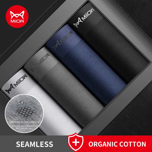 MiioW 4Pcs Organic Cotton Boxers – Antibacterial, breathable, comfortable fit. Premium organic cotton for all-day wear. Available on FTFmarket.net, fast delivery in the UK. Upgrade your underwear game with FTF Fashion.