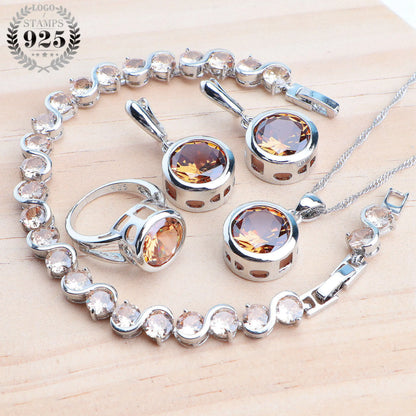 925 Sterling Silver Jewelry Sets, natural magic rainbow zircon, earrings, ring, bracelets, pendant, wedding necklace set.
925 Sterling Silver Jewelry Sets, bridal jewelry, magic rainbow zircon, earrings, ring, bracelets, pendant, wedding necklace, ftf fashion, mode ftf, FTF Market UK