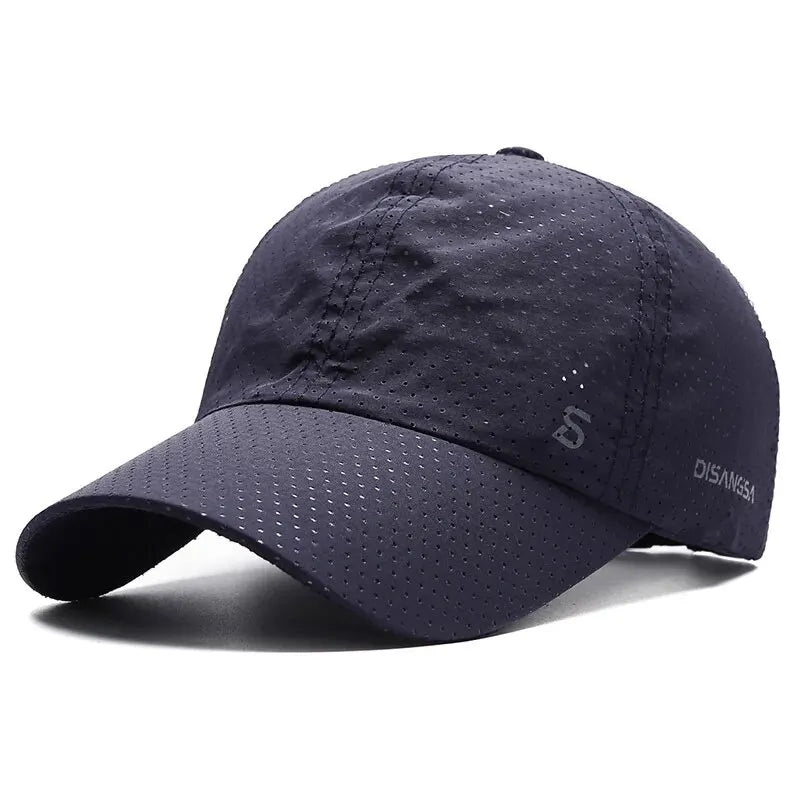 Navy blue cap with brand logo on a white background
