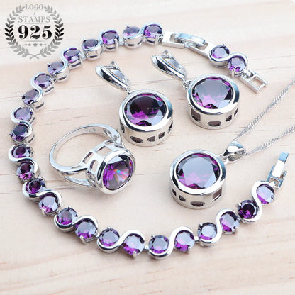 925 Sterling Silver Jewelry Sets, natural magic rainbow zircon, earrings, ring, bracelets, pendant, wedding necklace set.
925 Sterling Silver Jewelry Sets, bridal jewelry, magic rainbow zircon, earrings, ring, bracelets, pendant, wedding necklace, ftf fashion, mode ftf, FTF Market UK