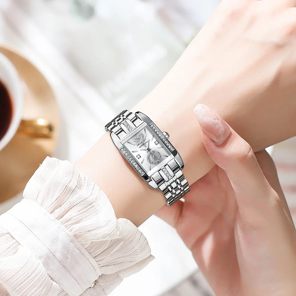 Women's Elegant Rhinestone Quartz Wristwatch - Fashionable Timepiece