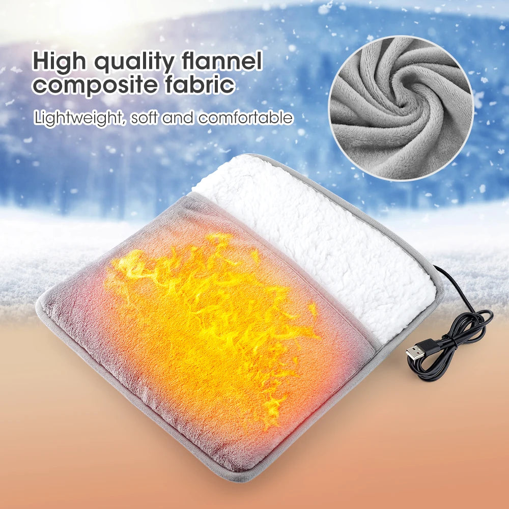 Electric foot heating pad, USB charging, soft plush, washable, comfort and warmth, improves sleep, ftf fashion.