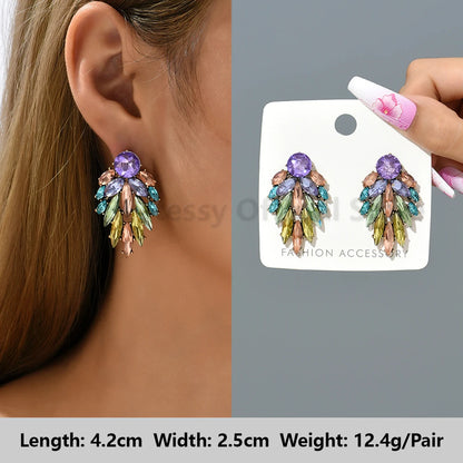 Colorful Series Shiny Rhinestone Big Stud Earrings, luxury round fashion jewelry, 2025 trend, women, party accessories, gift. 
Shiny rhinestone studs, colorful earrings, luxury jewelry, 2025 trend, women's accessories, party earrings, fashion jewelry, gift, ftf fashion, mode ftf, FTF Market UK