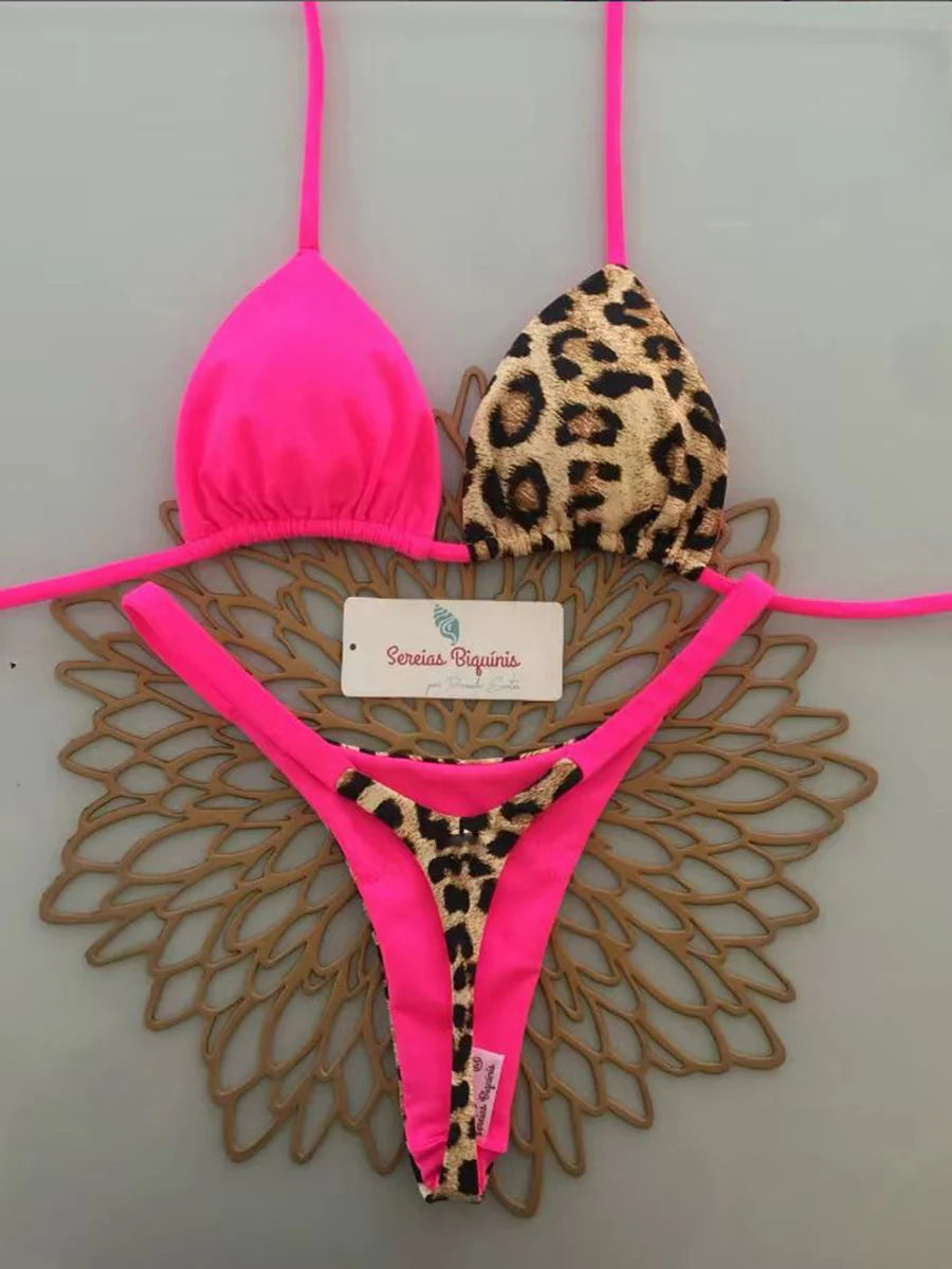 Floral mix micro bikini set halter top Brazilian thong — women beach swimwear UK