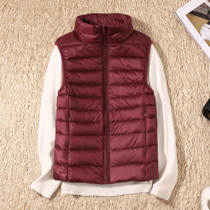 2023 New Women Sleeveless Slim Ultra Light Down Jacket, portable, lightweight vest, windproof, warm waistcoat, women's gift, ftf fashion, Ultra Light Down Jacket, sleeveless women's jacket, slim fit jacket, portable lightweight vest, windproof warm waistcoat, women's fashion, autumn winter wear, lightweight women's vest, cozy winter jacket, fashionable winter vest, women's outerwear, ftf fashion