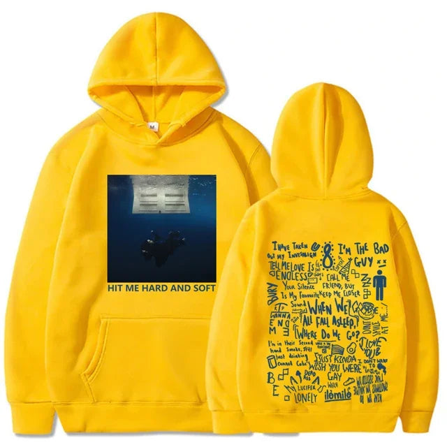 2024 Hit Me Hard and Soft Tour Hoodie, Billie Eilish-inspired pullover, men's hoodie, casual wear, music fan gift, comfortable fit, trendy design.