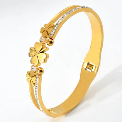 Diana Baby Black Roman Numerals Zircon Gold Plated Stainless Steel Bracelet - Elegant Wear Jewelry for Women at Ftfmket.com in the UK