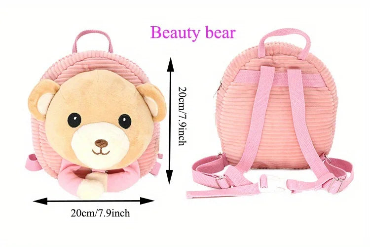 Cute animal toddler backpack with safety harness leash.